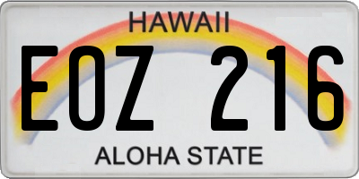 HI license plate EOZ216