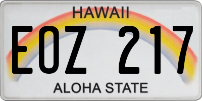 HI license plate EOZ217