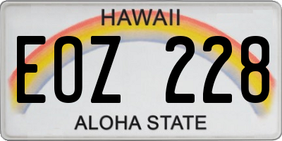 HI license plate EOZ228