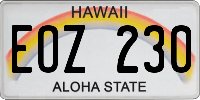 HI license plate EOZ230
