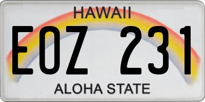 HI license plate EOZ231