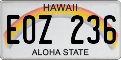 HI license plate EOZ236