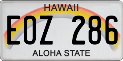 HI license plate EOZ286