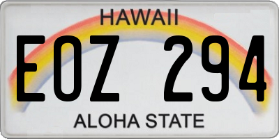 HI license plate EOZ294