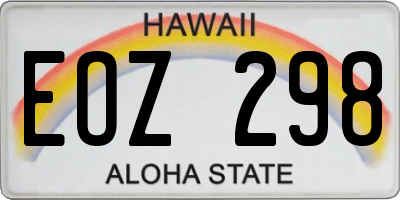 HI license plate EOZ298