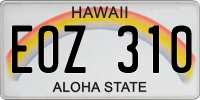 HI license plate EOZ310