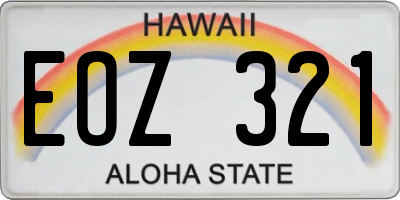 HI license plate EOZ321