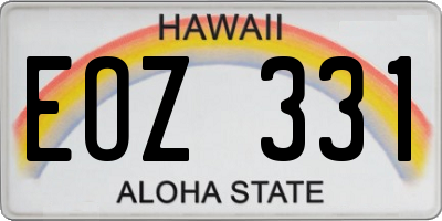 HI license plate EOZ331