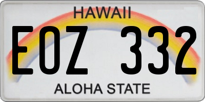 HI license plate EOZ332