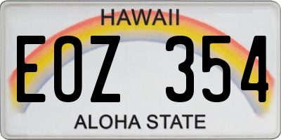 HI license plate EOZ354