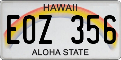 HI license plate EOZ356