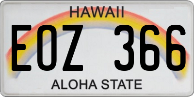 HI license plate EOZ366