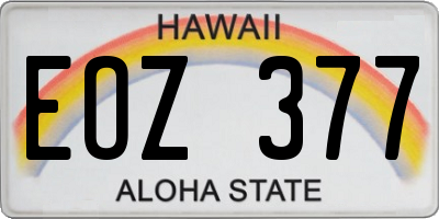 HI license plate EOZ377