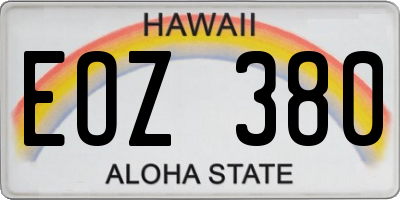 HI license plate EOZ380