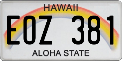 HI license plate EOZ381