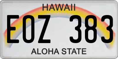 HI license plate EOZ383