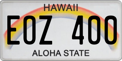 HI license plate EOZ400