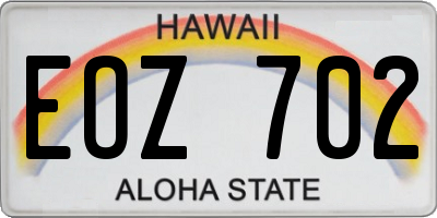 HI license plate EOZ702