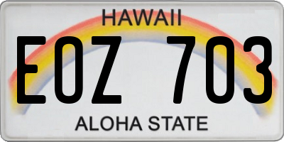 HI license plate EOZ703