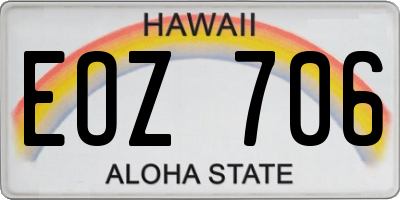 HI license plate EOZ706