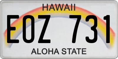 HI license plate EOZ731