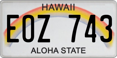 HI license plate EOZ743