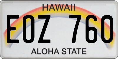 HI license plate EOZ760