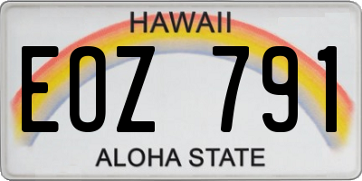 HI license plate EOZ791
