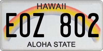 HI license plate EOZ802