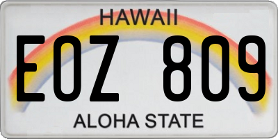 HI license plate EOZ809
