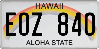 HI license plate EOZ840