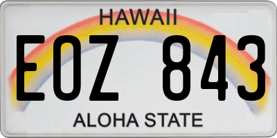HI license plate EOZ843