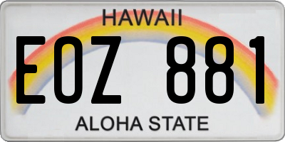 HI license plate EOZ881