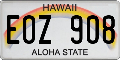 HI license plate EOZ908