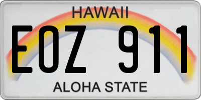 HI license plate EOZ911