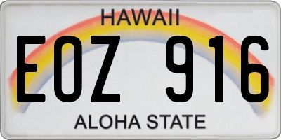 HI license plate EOZ916