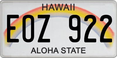 HI license plate EOZ922