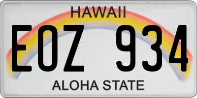 HI license plate EOZ934