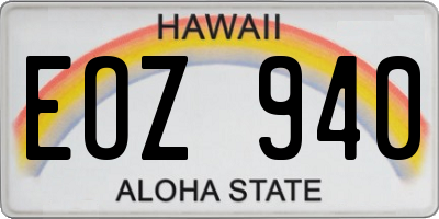 HI license plate EOZ940