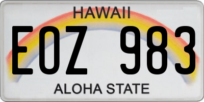 HI license plate EOZ983