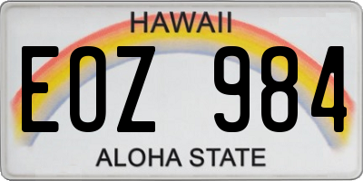 HI license plate EOZ984