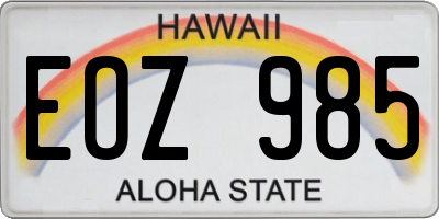 HI license plate EOZ985