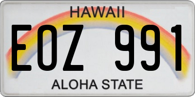 HI license plate EOZ991