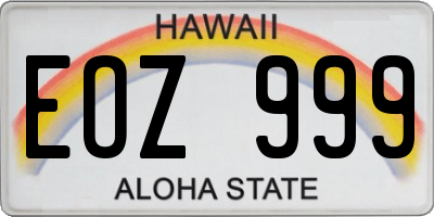 HI license plate EOZ999