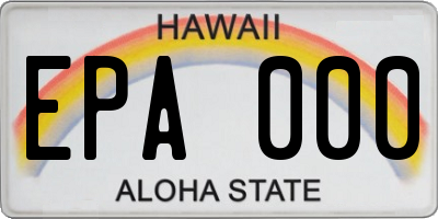 HI license plate EPA000