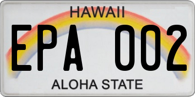 HI license plate EPA002