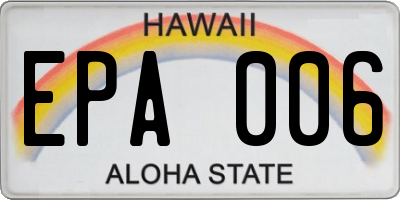 HI license plate EPA006