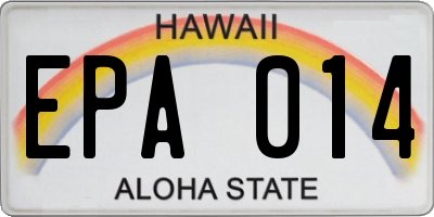 HI license plate EPA014