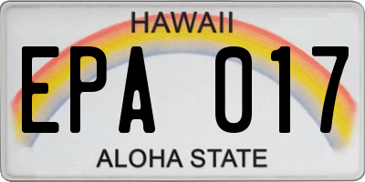 HI license plate EPA017