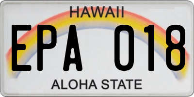 HI license plate EPA018